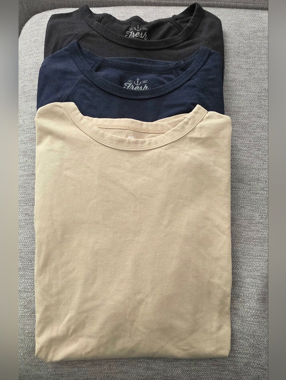 Mens Short-Sleeve Crew Neck T-Shirts - Beige, Navy, Black Sz XL